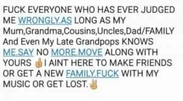 F*ck Everyone Who Has Ever Judged Me Wrongly; Cynthia Morgan Rants